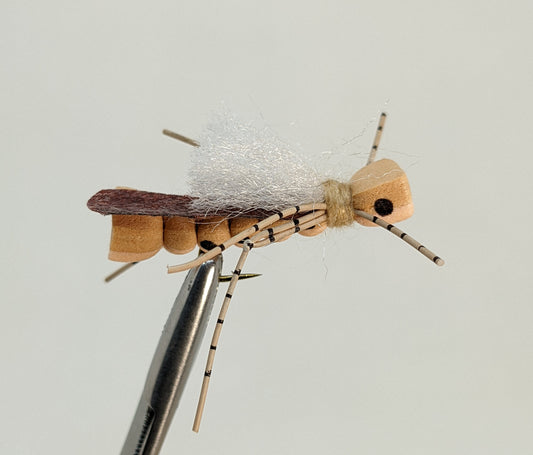 White Cloud Hopper Fly fishing fly. Dry, subsurface and nymph flies for anglers and fisherman. All the flies you need for sale online. Flies to buy online. Online fly fishing supplies. Catch fish with flies from Frontier Flies.